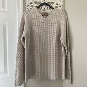 The Territory Ahead Chunky Mixed Cableknit Fishermancore Neutral Sweater Sz L